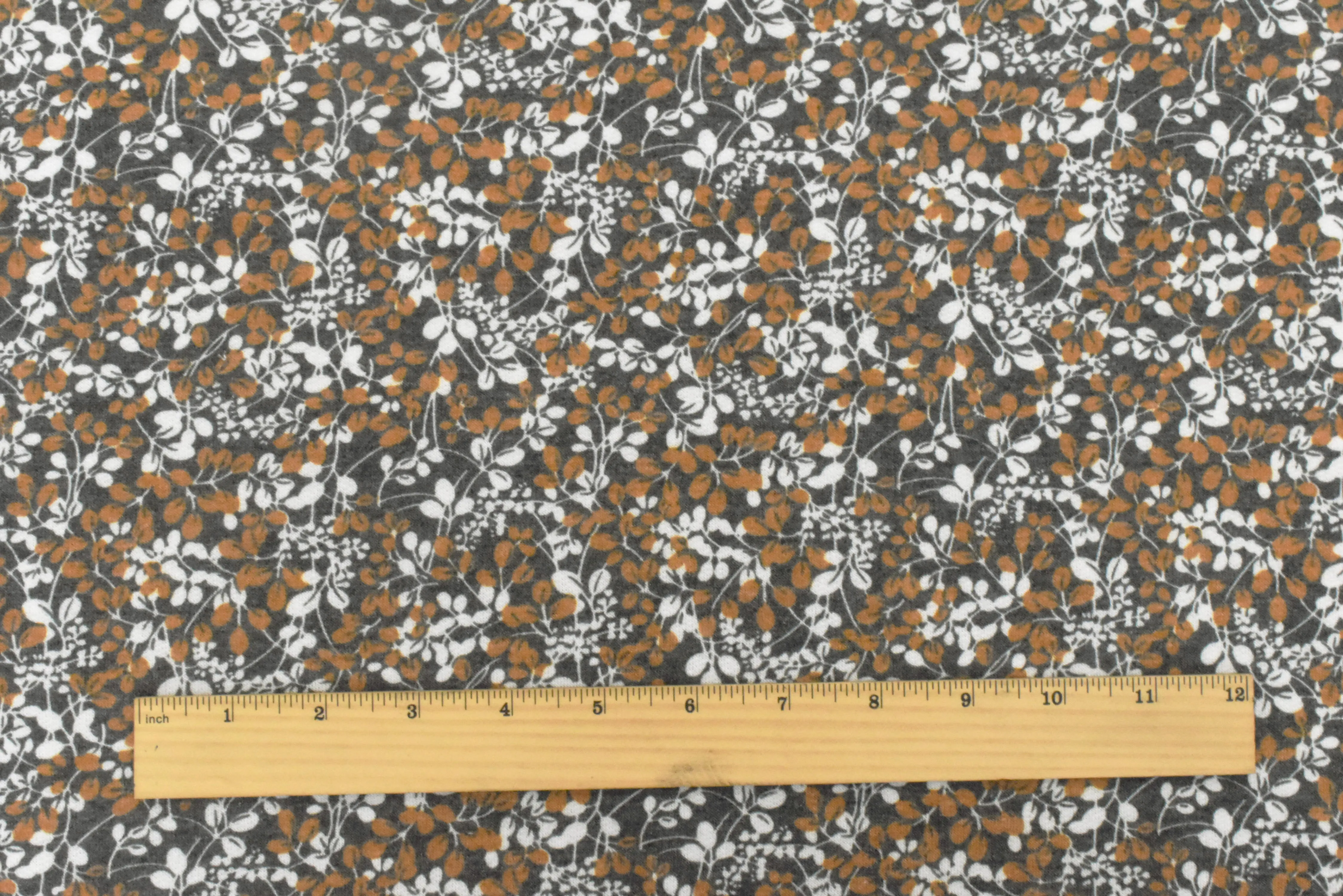 Dusty Black-Multi Floral Print Stretch Poly-Cotton French Terry Knit Fabric
