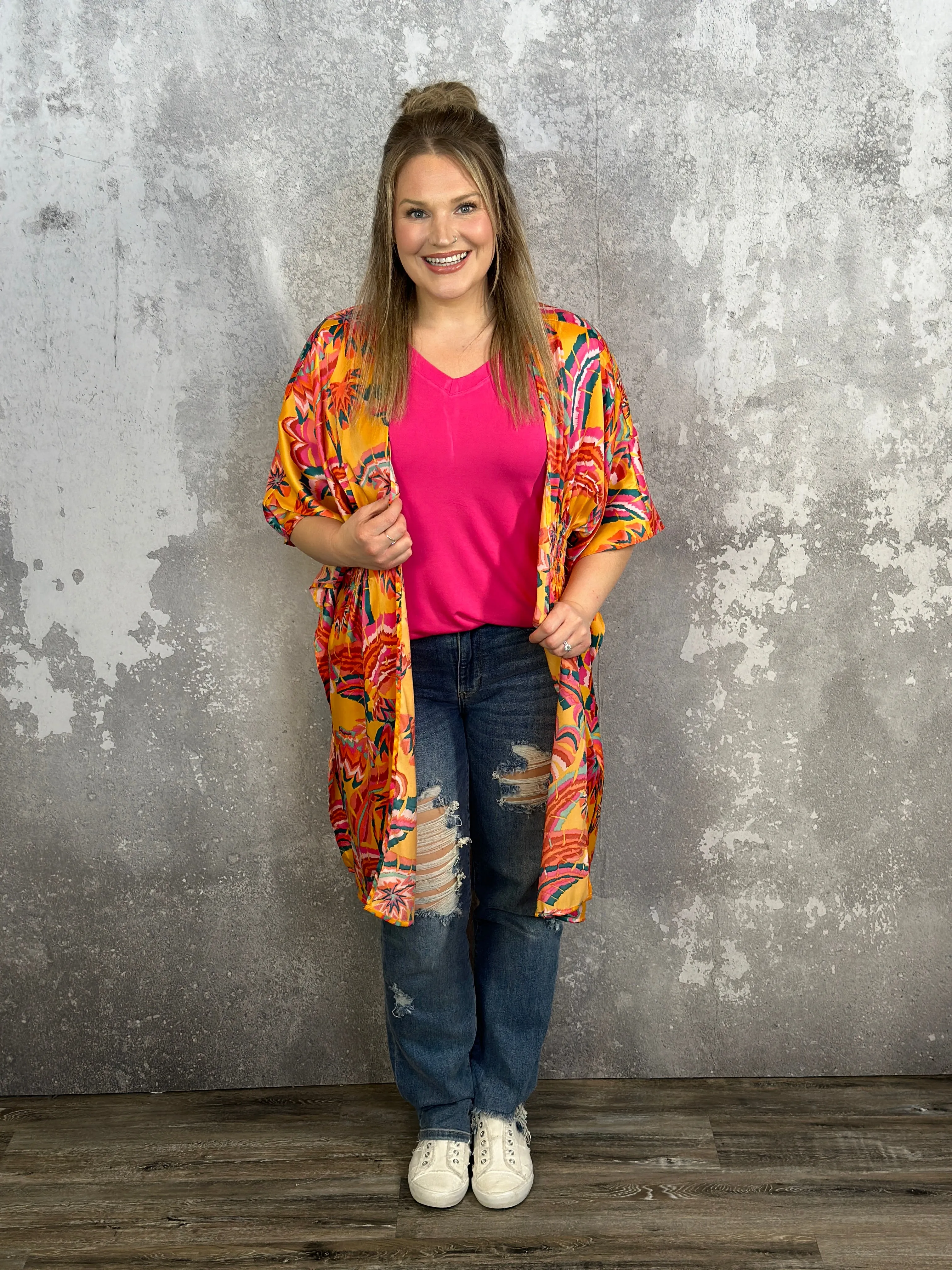 Mango Tango Cinched Waist Kimono