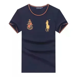 PRL Custom Fit Horseman Logo Designed Cotton T-shirt - Navyblue